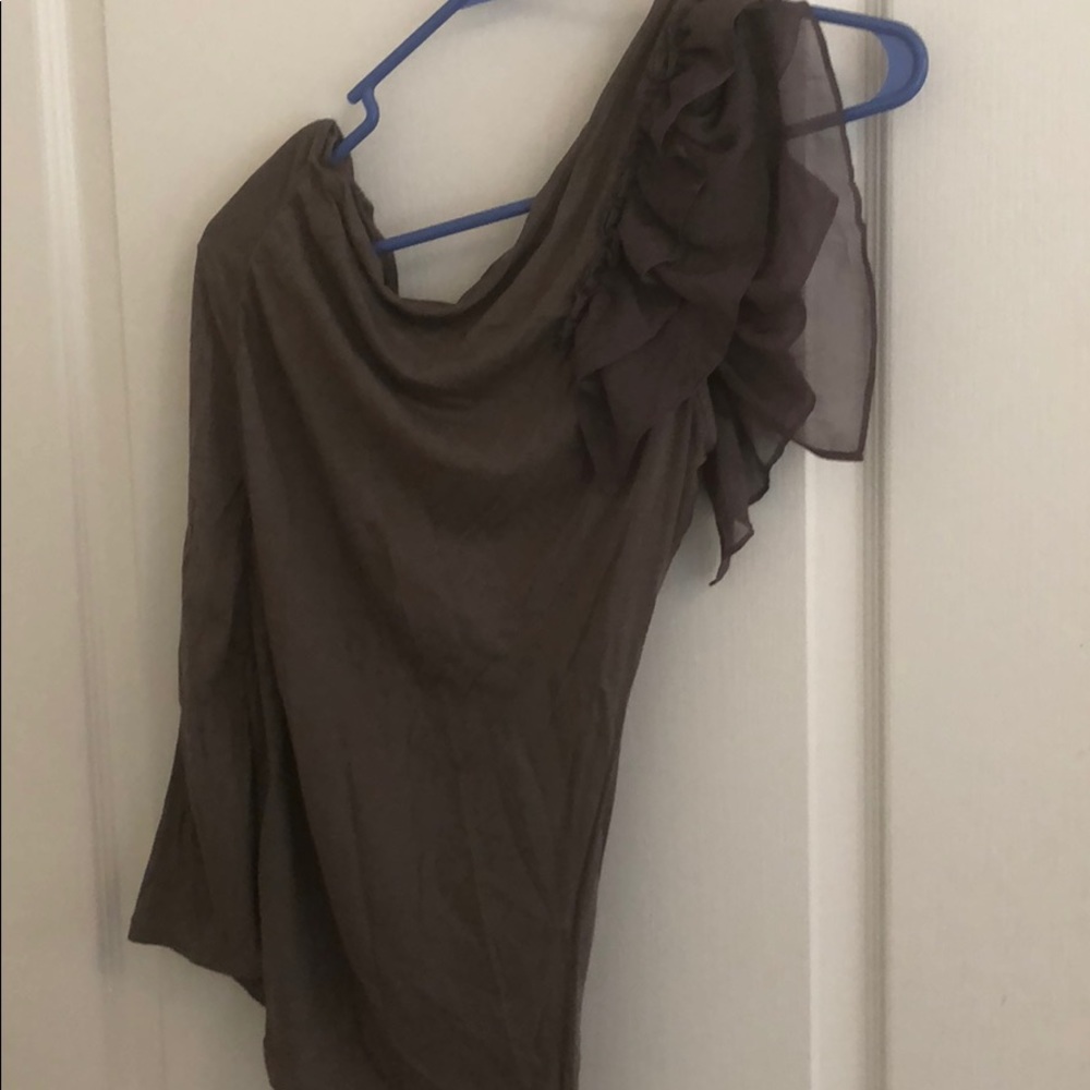 Grey flouncy one shoulder top